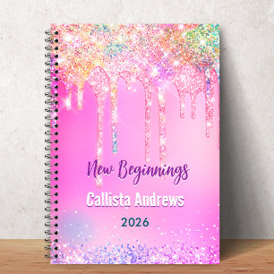 Cuaderno Cute unicornio de arcoíris Brillos que gotean mono
