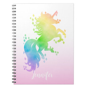Cuaderno Cute unicornio de arcoíris con acuarela mágica