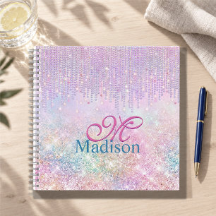 Cuaderno Cute Unicornio Rosa Brillo rinestone Monograma Got
