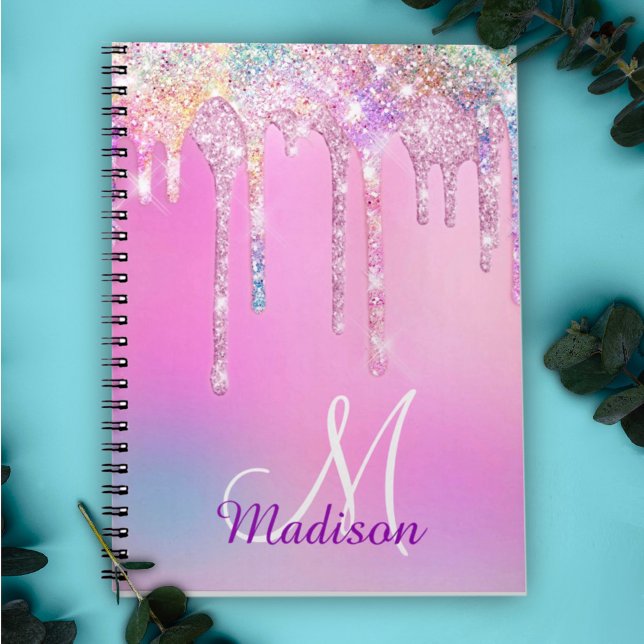 Cuaderno Cute Unicornio Rosa Lluvia de Brillo Arcoíris mono (Subido por el creador)
