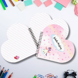 Cuaderno Cute Unicornio y Estrellas Rosadas Corazón con For