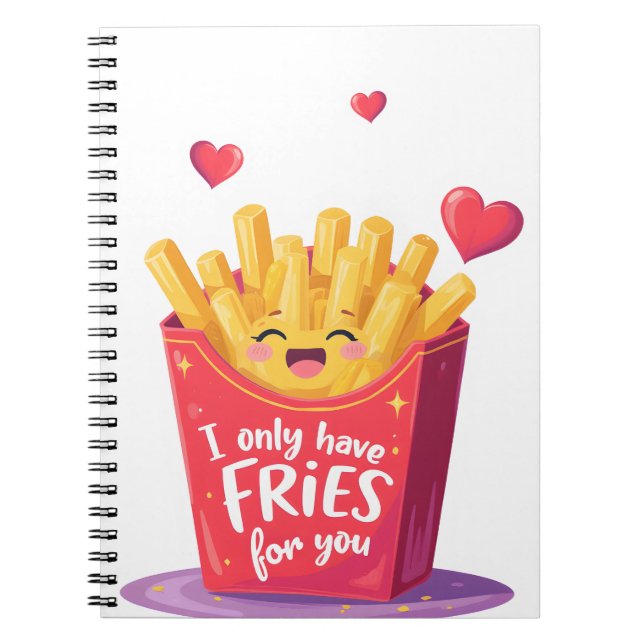 Cuaderno Cute Valentine French Fries Pun (Frente)