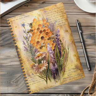 Cuaderno Cute Vintage Acuarela Abeja de Miel Panal