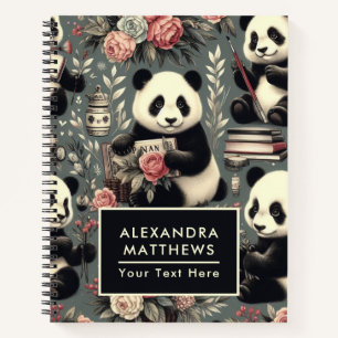 Cuaderno Cute Vintage Panda Floral