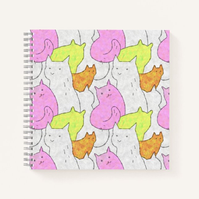Cuaderno Cute Watercolor Cats Doodle Pattern (Anverso)
