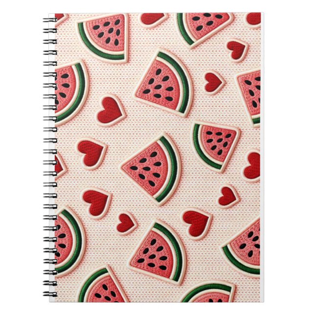 Cuaderno Cute Watermelon & Hearts Pattern Aesthetic School  (Frente)