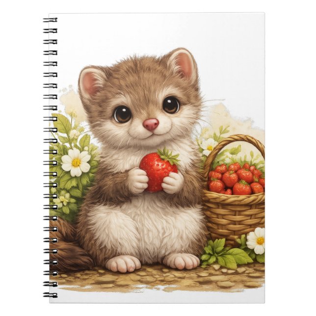 Cuaderno Cute Weasel Strawberry Kawaii Notebook (Frente)