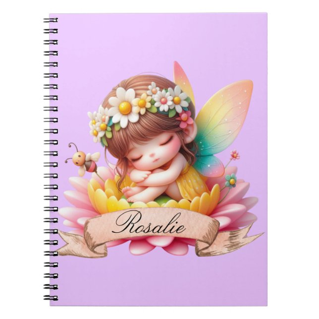 Cuaderno Cute Whimsical Floral Sweets Dreams Sleeping Fairy (Frente)