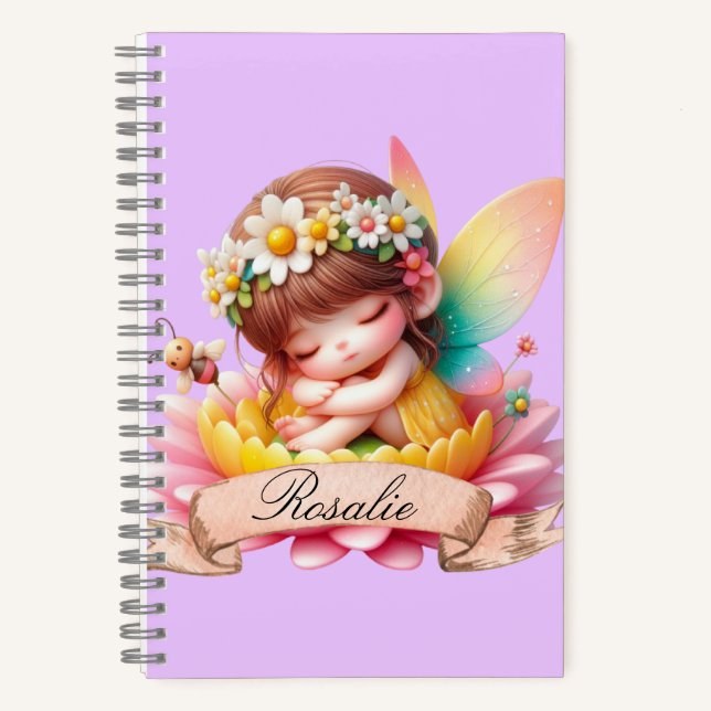 Cuaderno Cute Whimsical Floral Sweets Dreams Sleeping Fairy (Anverso)