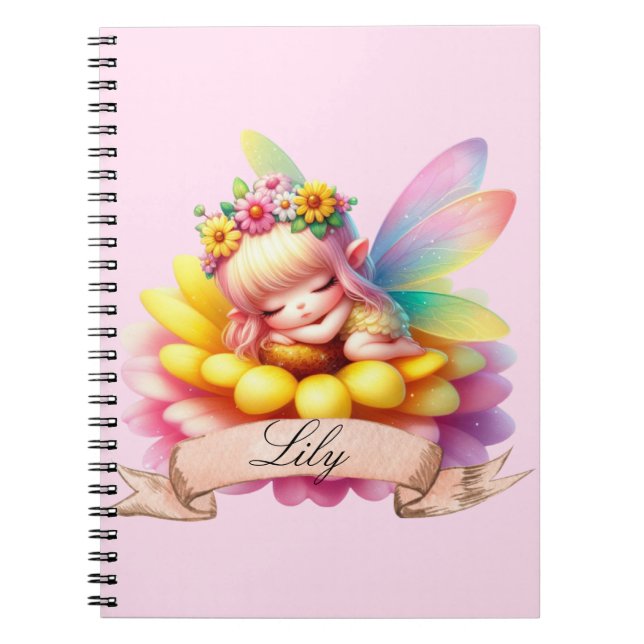 Cuaderno Cute Whimsical Floral Sweets Dreams Sleeping Fairy (Frente)