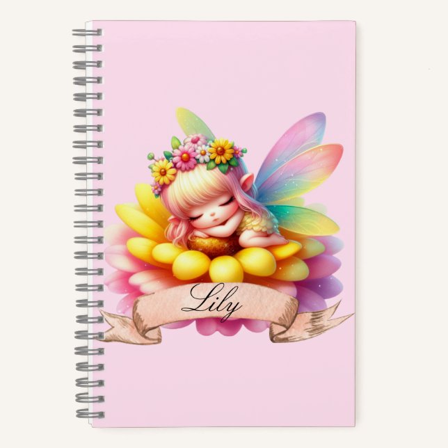 Cuaderno Cute Whimsical Floral Sweets Dreams Sleeping Fairy (Anverso)
