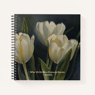Cuaderno Cute White Tulips Aurelius Wisdom Quote Journal