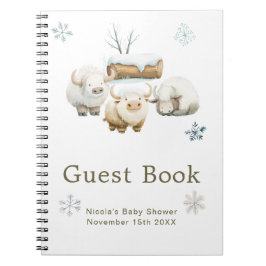 Cuaderno Cute Winter Arctic Cow Baby Shower Guest Book