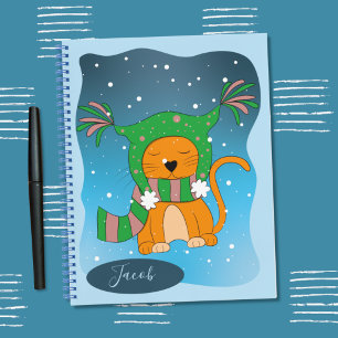 Cuaderno Cute Winter Ginger Cat Kid portátil personalizado