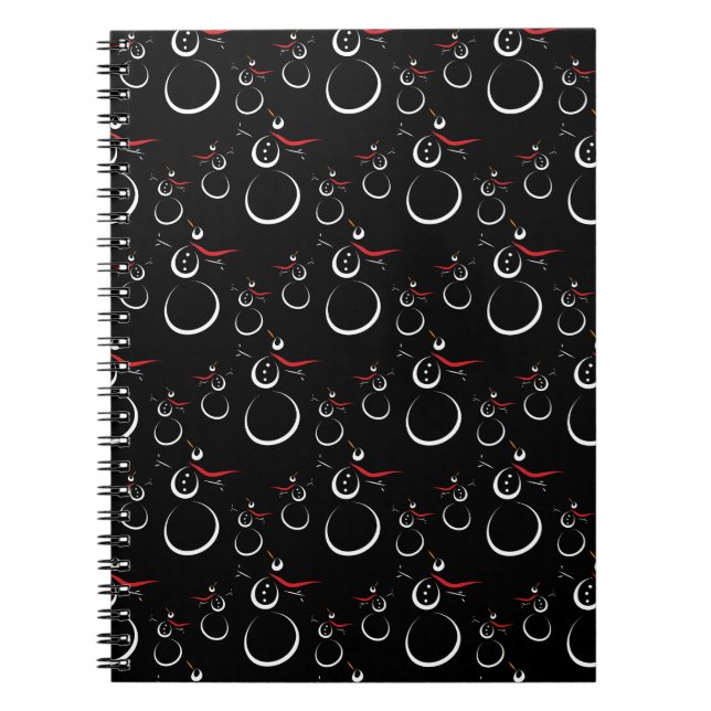 Cuaderno Cute Winter Snowman Pattern Black (Frente)