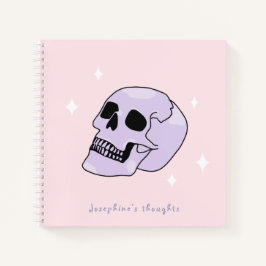 Cuaderno Cute Witchen Mystical Skull Nombre rosa y púrpura
