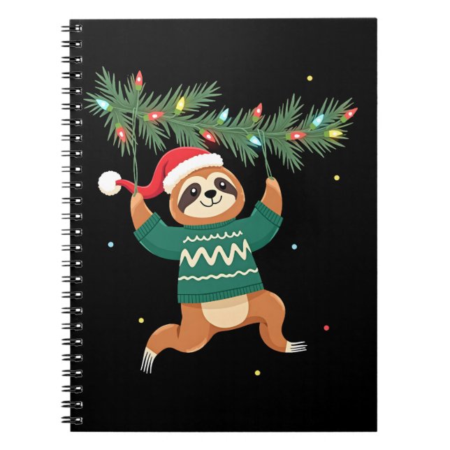 Cuaderno Cute Xmas Sloth Santa Hat Christmas Sloth - Tree L (Frente)