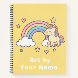 Cuaderno Cute Yellow Rainbow Unicorn Sketch
