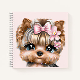 Cuaderno Cute Yorkie con un compadre rosado
