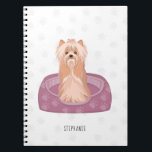 Cuaderno Cute Yorkshire Terrier Birthday Notebook<br><div class="desc">Celebrar el cumpleaños de Cute Yorkshire Terrier con este cachorro Yorkie adorable y de moda. Diseño perfecto para tu próxima fiesta de cumpleaños. El diseño es completamente personalizable. Consulte la papelería de coordinación y los regalos.</div>