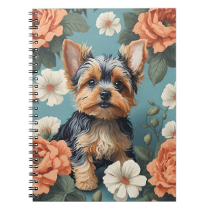 Cuaderno Cute Yorkshire Terrier Puppy Floral