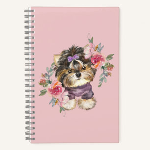 Cuaderno Cute Yorkshire Terrier Yorkie y Flowers Art