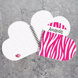 Cuaderno Cute Zebra Print Heart Shaped