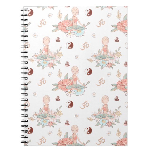 Cuaderno Cute Zen Yoga Meditación Lotus Namaste Pastel (Frente)