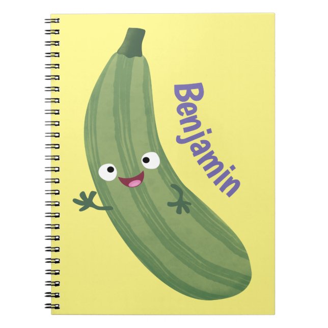 Cuaderno Cute zucchini feliz personalizado ilustracion (Frente)