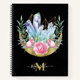 Cuaderno Cúter de Cristal de Luna Creciente Boho Rosas Rosa