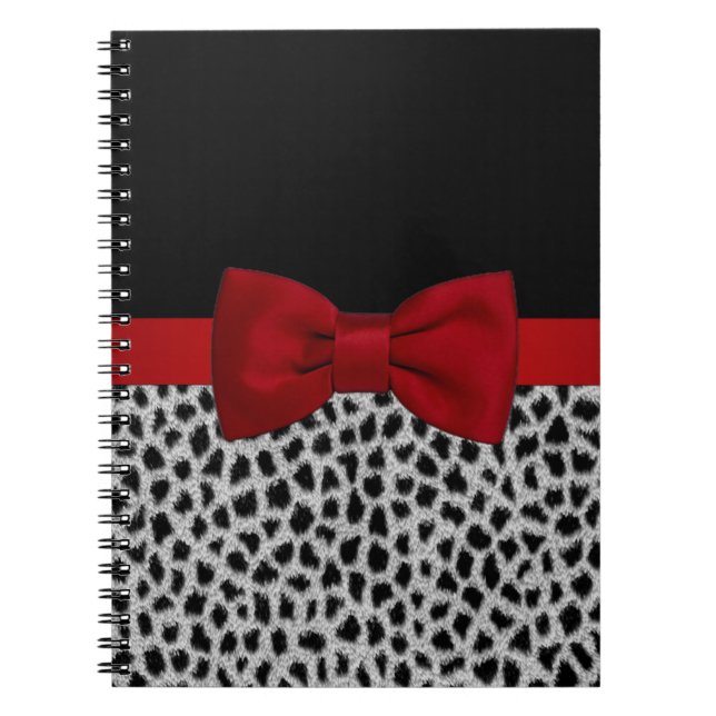 Cuaderno Cutis elegante piel de leopardo blanco y negro (Frente)