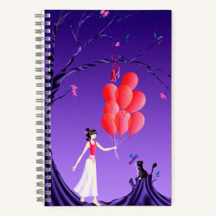 Cuaderno Cuto Ballerina y Cat Night Sky