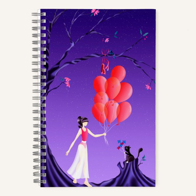 Cuaderno Cuto Ballerina y Cat Night Sky (Anverso)