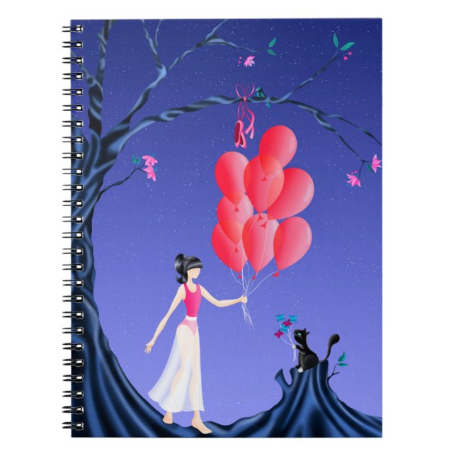 Cuaderno Cuto Ballerina y Cat Night Sky (Frente)