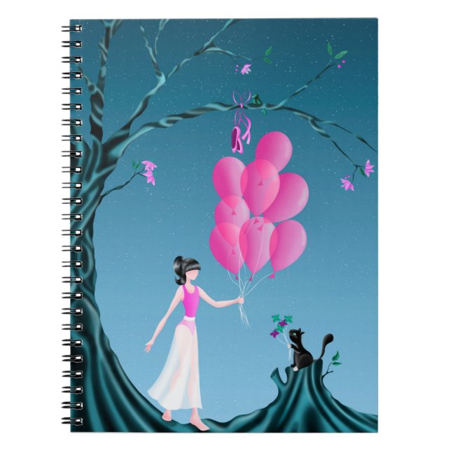 Cuaderno Cuto Ballerina y Cat Night Sky (Frente)