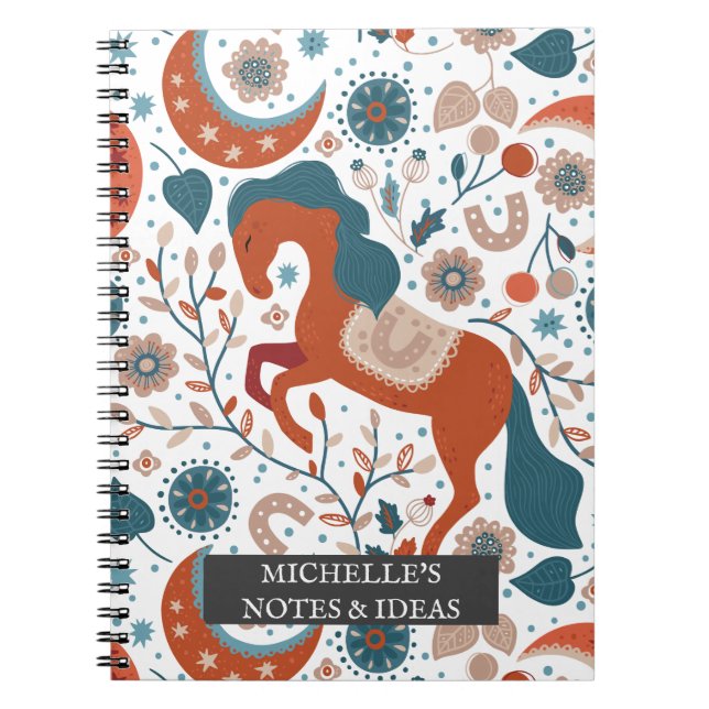 Cuaderno Cuto de caballos escandinavo personalizado (Frente)