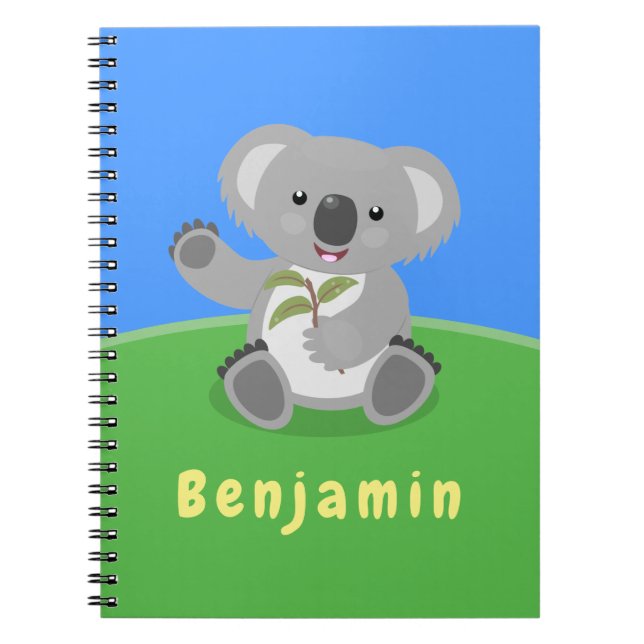 Cuaderno Cuto feliz koala saludando al ilustracion personal (Frente)