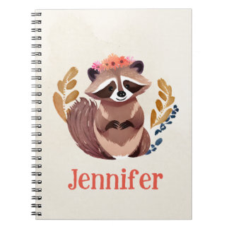 Cuaderno Cuto Floral Crown Watercolor Raccoon
