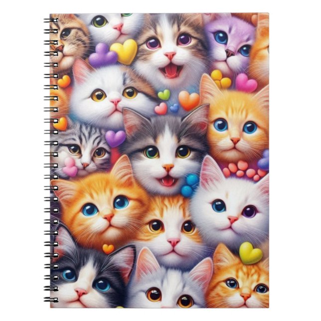 Cuaderno Cuto gato enfrenta bloc de notas en espiral (Frente)