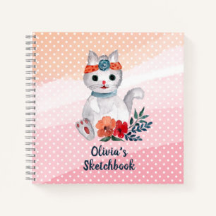 Cuaderno Cuto gato Polka Dot - Sketchbook personalizado