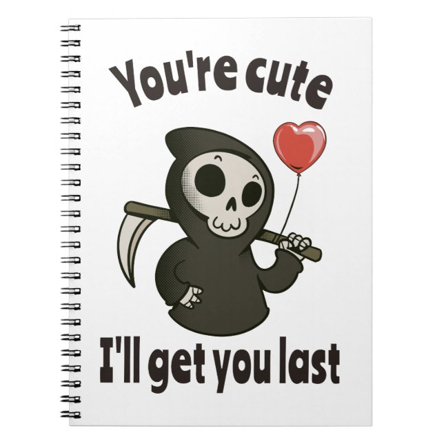 Cuaderno Cuto Grim Reaper con corazón romántico (Frente)