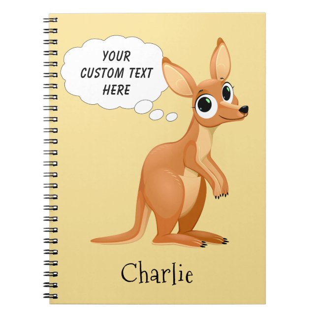 Cuaderno Cuto Kangaroo, nombre personalizado y bloc de nota (Frente)
