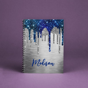 Cuaderno Cuto moderno Purpurina azul  Dris monograma portát