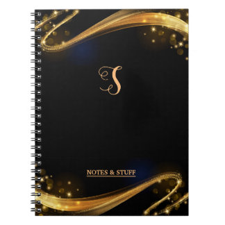 Cuaderno Cuto monograma portátil profesional negro y dorado