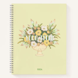 Cuaderno Cuto portátil con flores de color crema y amarillo