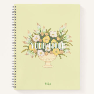 Cuaderno Cuto portátil con flores de color crema y amarillo