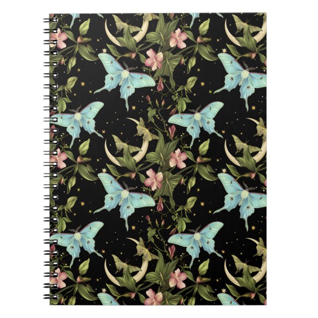 Cuaderno Cuto portátil Cute Ethereal Witchy Moth Moon (Frente)