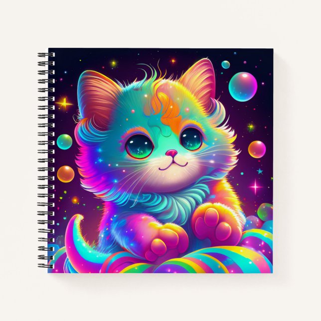 Cuaderno Cuto portátil de esbozo animado de gato (Anverso)