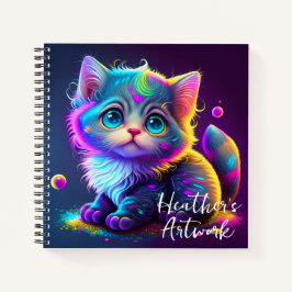 Cuaderno Cuto portátil de esbozo animado de gato