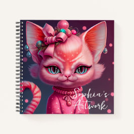Cuaderno Cuto portátil de esbozo animado de gato
